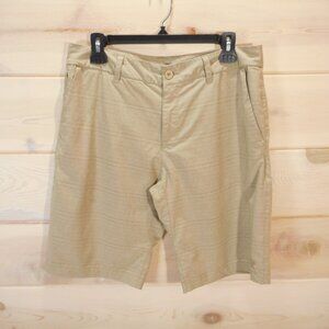 Hang Ten Men's Size 32 Tan Hybrid Board Shorts Flat Front Zip Pockets